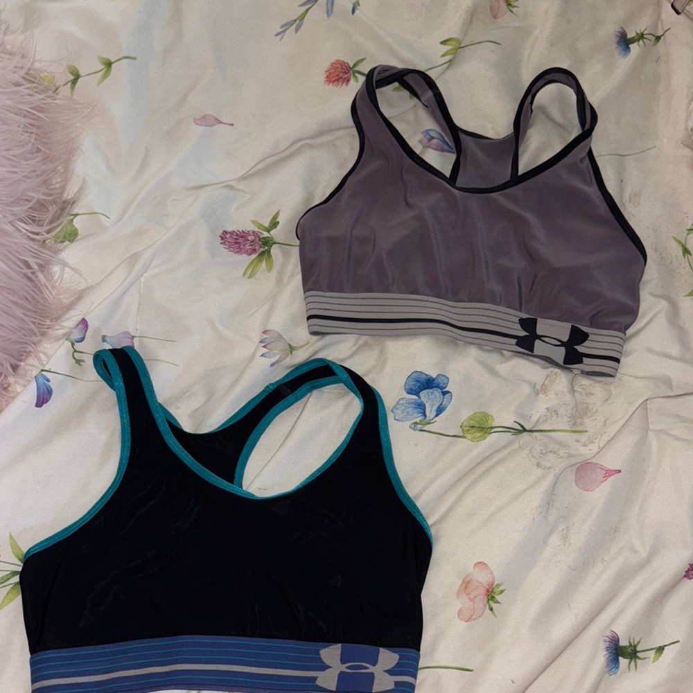 Under Armour Black and Gray Sports Bras Moisture-Wicking Performance